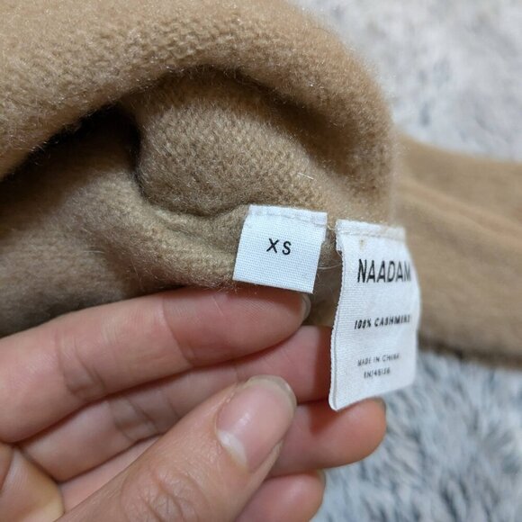 Naadam 100% Cashmere Boatneck Sweater Lightweight Cropped Tan Brown XS - Picture 6 of 9